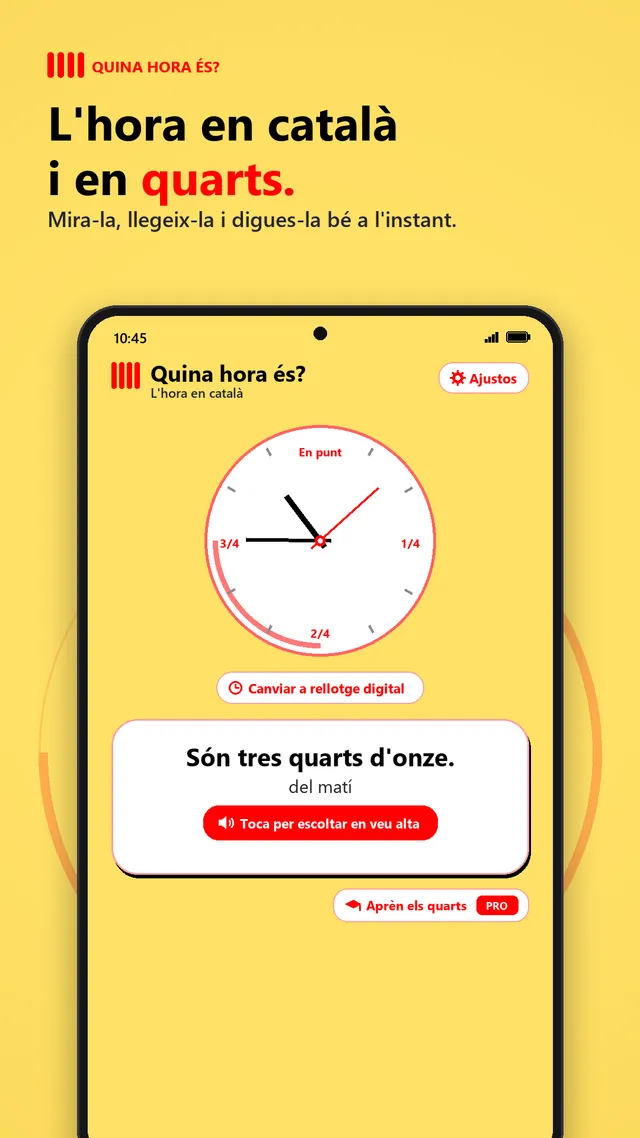 Pantalla principal de Quina hora és?