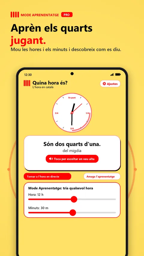 Mode interactiu aprèn els quarts